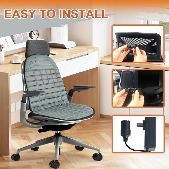 Seat Cushion, Full Back and Seat Cover, Office Chair Pad for Winter Gift (Light Gray)