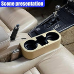 YoRise Car Cup Holder, PU Leather Automotive Cup Drink Holder, Car Seat Gap Filler Storage Box, Multifunctional Front Seat Organizer, Cell Mobile Phone Holder, Coin Bucket (Beige)