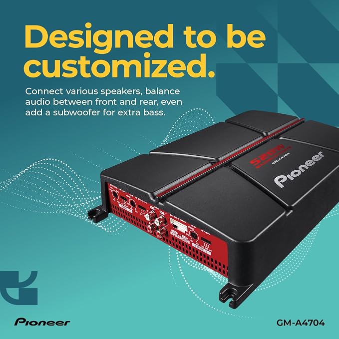 GM-A4704 4-Channel Car Amplifier – 520W Max, Class AB, Bridgeable, Variable High-Pass Filter