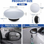 2 Pack Blind Spot Mirror for Car, 2 Inch Round HD Glass Frameless Convex Mirrors, 360° Adjustable Wide Angle Stick On Rear View Side Mirror for Cars SUV Trucks