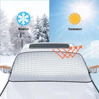 Car Windshield Snow Ice Cover with Side Mirror and Elastic Hook, 9 Magnetic Automotive Windshield Snow Frost Cover, Foldable Car Windshield Sun Shade for Most Cars, SUV/Truck/Pickup/MPV(63"x46"Inch)