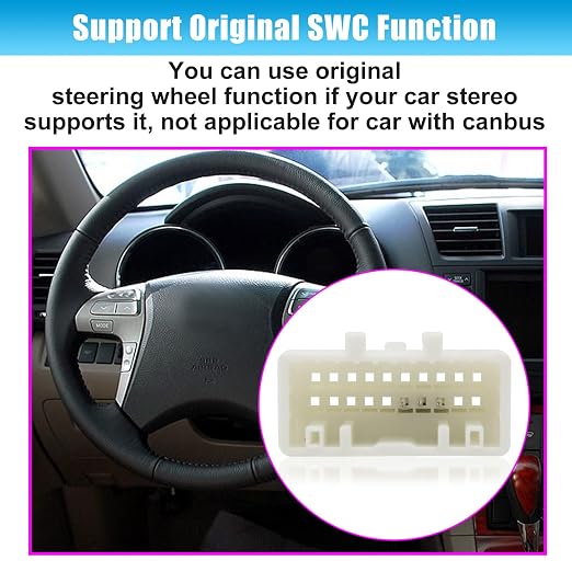 16Pin ISO Stereo Radio Wire Adapter for Toyota No JBL | Car Radio Wiring Harness SWC Connector Compatible with Toyota Camry RAV4 Corolla Yaris Land Cruiser Factory Stereo Plugs
