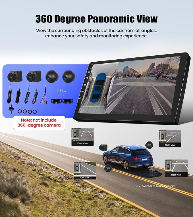 8Core 6G+128G Android Car Radio Stereo for Honda Accord 2008 2009 2010 2011 2012 2013 Upgrade 10.1 Inch Touch Screen with 360° Panoramic View CarPlay Android Auto Mirror Link WiFi Backup Camera