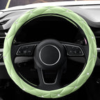 Cute Diamond Soft Leather Anti-Slip Steering Wheel Cover with Bling Bling Crystal Rhinestones, Universal 15 Inch for Women Girls, Fit Vehicles, Sedans, SUVs, Vans, Trucks - Neon Green