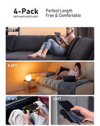 3.2A USB C Charger Cable,[4-Pack,10+6.6+3.3+1.6FT] USB A to USB C Right Angle Gold-Plated Type C Charger Fast Charging Durable Braided Cord for iPhone 17 16 15 Samsung S10 Note 10 S21 LG-Black