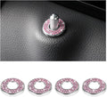 4 Pcs Bling Car Inner Door Lock Covers, Crystal Pull Rod Bolt Stickers, Sparkly Rhinestones Auto Door Bolt Decorations, Vehicle Lock Pin Cap Decors for C Class C200L GLC260 C260L (Pink)