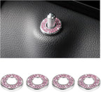 4 Pcs Bling Car Inner Door Lock Covers, Crystal Pull Rod Bolt Stickers, Sparkly Rhinestones Auto Door Bolt Decorations, Vehicle Lock Pin Cap Decors for C Class C200L GLC260 C260L (Pink)