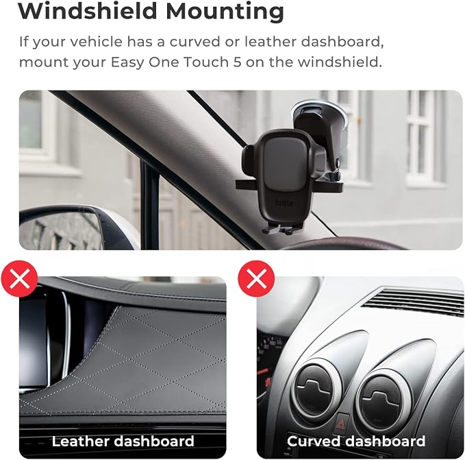 Easy One Touch Signature Dashboard & Windshield Universal Car Mount Phone Holder Desk Stand with Suction Cup Base and Telescopic Arm for iPhone, Samsung, Google, More Smartphones