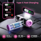 Handheld Car Vacuum Cleaner,25000PA Strong Cyclonic Suction Foldable Mini Vacuum Portable Cordless with Digital Display and One Touch Dust Removal for Car, Home, Office, Kitchen (Purple)