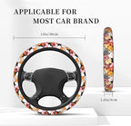 Cute Paw Print Steering Wheel Cover for Women, Universal Auto Steering Wheel 14-15 Inch Car Interior Accessories with 2PCS Car Coasters, Suitable for Men and Women
