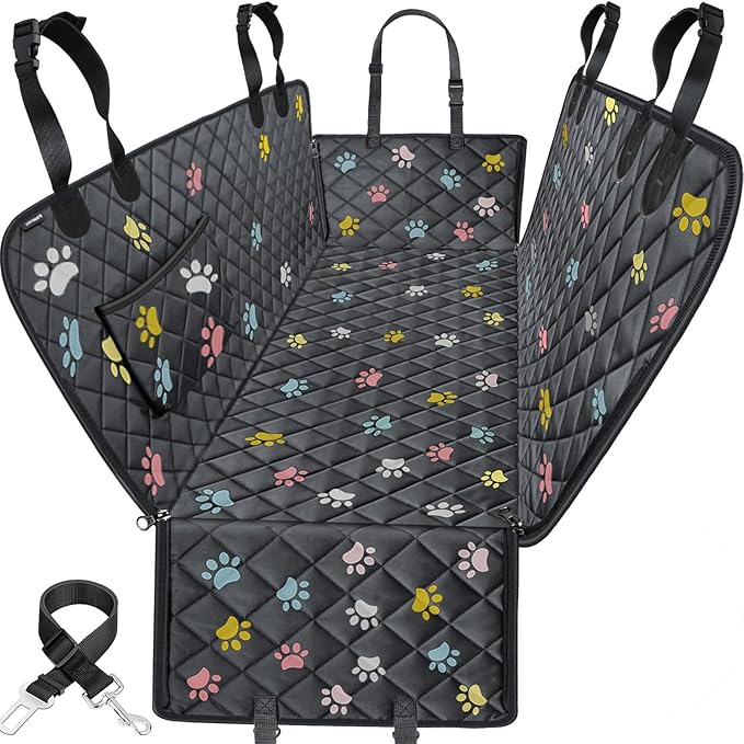 Dog Car Seat Cover for Pets 100% Waterproof Seat Cover Hammock 600D Heavy Duty Scratch Proof Nonslip Durable Soft Back Seat Covers for Full Size Trucks