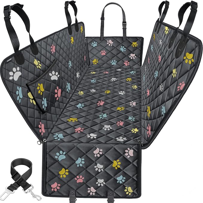 Dog Car Seat Cover for Pets 100% Waterproof Seat Cover Hammock 600D Heavy Duty Scratch Proof Nonslip Durable Soft Back Seat Covers for Cars Trucks and SUVs