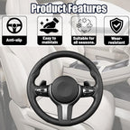2PCS/Set Car Steering Wheel Cover, Leather Segmented Anti-Slip Automotive Wheel Protector, Soft Breathable Vehicle Steering Protection Covers, Universal Interior Accessories (Black)