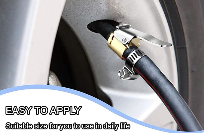 Tire Air Chuck Adapter with Clip,5/16" Brass American Type Thread Pump Nozzle，tire Inflator Lock on Air Chuck, Air Compressor Tire Chuck Hose End with Barb Connector for Hose Repair 1PC