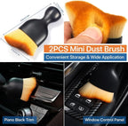 Car Ultra Soft Bristles Detailing Brushes, Curveball XL Synthetic Brushes, Interior Dusting Brush with Storage Rack, Automotive Detail Brush for Truck, SUV, RV, Cleaner for Door Panels- Red