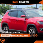 Rain Guards Fit for Jeep Compass 2017 2018 2019 2020 2021 2022 2023 2024 2025 2026, Tape-on Durable Side Window Sun Wind Deflectors 2017-2026 Compass Rain Guard Black 6 PCS