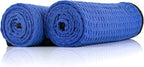 Dry Me A River, Professional Korean 70/30 Blend Microfiber Waffle-Weave Drying & Detailing Towels, Soft Suede Edges, 390 GSM, 20x40 Inches, Royal Blue, 2-Pack