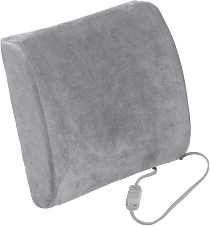 Comfort Touch Heated Lumbar Support Cushion, Gray
