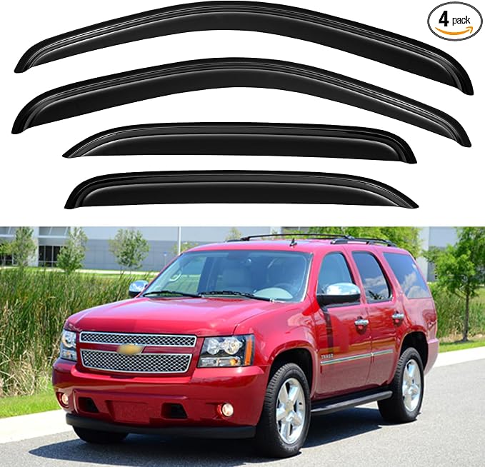 Window Visors Rain Guards for 2007-2014 Chevy Tahoe/GMC Yukon, Out-Channel Window Vent Wind Deflectors Visors Shades for 07-14 Tahoe/Yukon