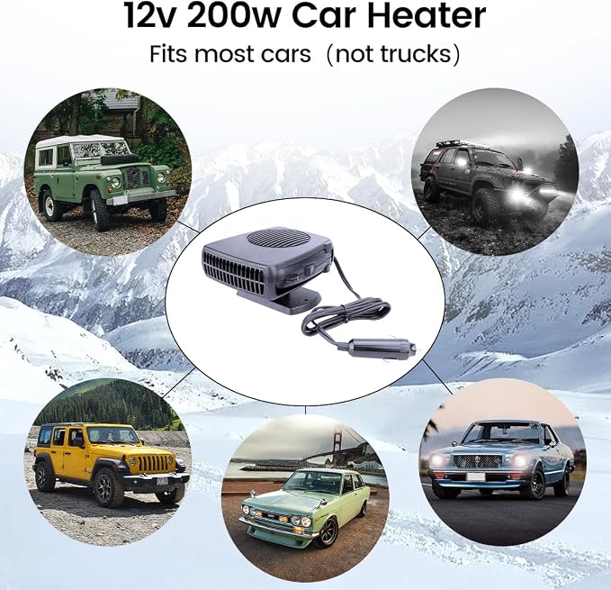 2026 New Upgraded Car Heater, Portable Car Heater, 12V Car Heater Portable,Car Defroster Windshield Heater Plug In Car Heater Windshield Defogger with 360° Rotation Car Heaters for Vehicle(Large Size)
