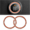 Bling Car Engine Start Ring Decals, 2PCS Crystal Rhinestone Vehicle Push Start Button Cover Sticker, Key Ignition Knob Ring, Sparkling Automotive Interior Accessories (Orange Red)