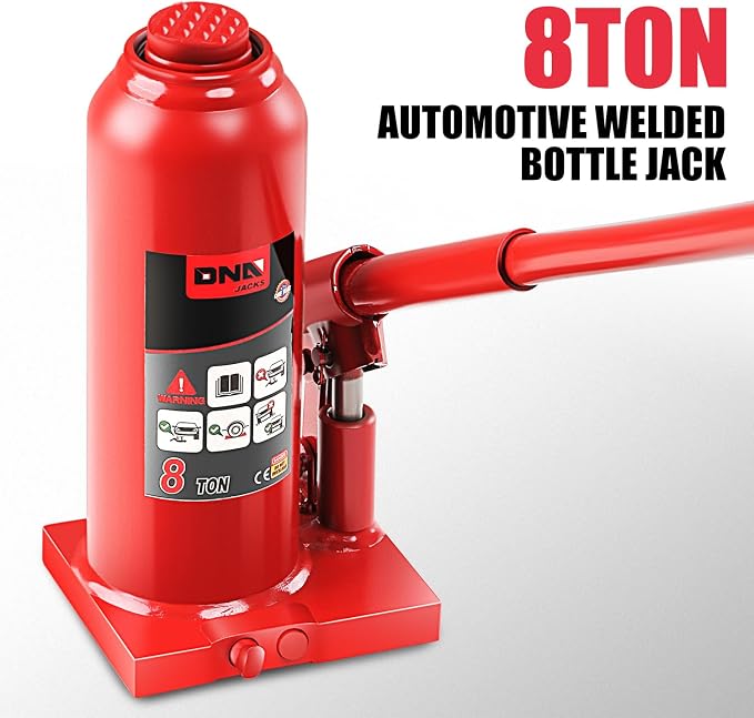 8 Ton / 16000 lbs Lifting Automotive Welded Hydraulic Bottle Jack for Car SUV Pickup Truck, Auto Repair, with Manual Handle & Carrying Storage Case, Red