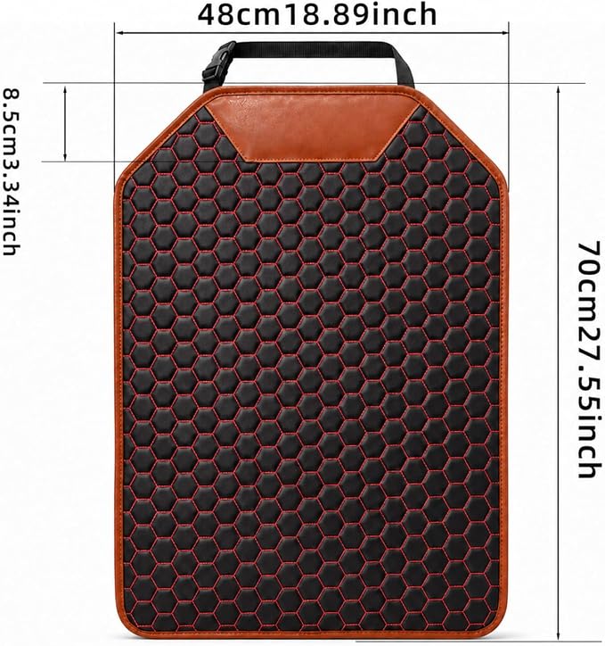 Car Back Seat Protector for Kids' Feet, Waterproof Kick Mat Seat Back Cover, Durable 600D Oxford & Faux Leather Car Seat Back Protector, Easy Clean Universal Fit for Cars SUVs Vans, Red, 1 Pack