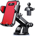 【85+LBS Strongest Suction & Military-Grade Ultimate Car Phone Mount【Patent & Safety Certs】 Cell Phone Holder for Dash Windshield Vent for iPhone 17 Pro Max Automobile Accessory Kits,Red