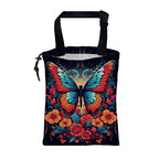 Car Garbage Bag Colorful Butterfly with Flowers Hanging Canvas Car Trash Bag Waterproof Drawstring Car Back Seat Organizer for Car Back Front Seat Console with Adjustable Buckle