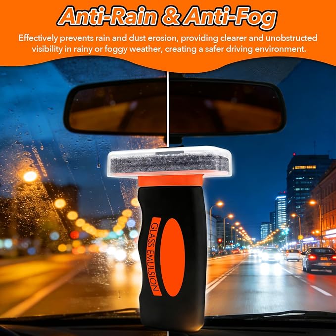 Glass Emulsion Cleaner Oil Film Cleaning Brush, Removes Oil Film & Smudges, Anti-Rain & Anti-Fog, Windshield Cleaner for Clear Driving Visibility