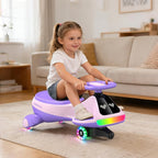 12V Electric Wiggle Car for Kids with Pedal, Display, Rechargeable Battery, LED Light, Bluetooth, Light-Up Wheels, Anti-Rollover, 2 Speeds, Ride on Toys, Birthday Gifts for Age 3+, 150Lbs