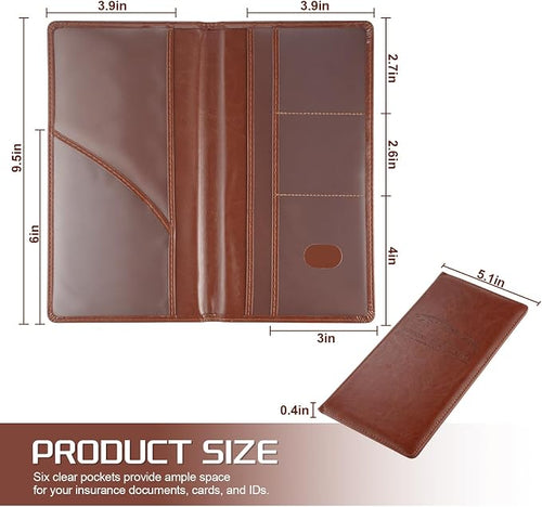 1Pack Car Registration and Insurance Holder,Car Document Holder for Cards License with Magnetic Shut,Vehicle Glove Box Car Organizer for Documents, Cards, License(Brown)