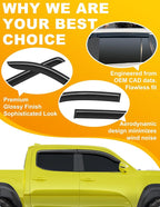 Window Rain Guards for Toyota Tacoma Double Cab 2016-2023, Extra-Thick Rain Guard Tape-on Side Truck Window Visors Full-Size Vent Visor Window Deflectors Vent Shades Car Accessories