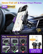 Phone Holders for Your Car Ultimate Military-Grade Car Phone Holder Mount【Patent & Safety Certs】 Upgraded Shockproof Truck Air Vent Phone Mount for iPhone 17 Pro Max 16 Samsung Android,Purple
