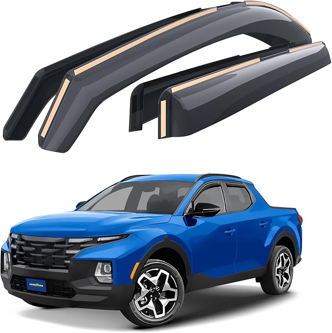 Goodyear Shatterproof in-Channel Window Deflectors for Hyundai Santa Cruz 2022-2026, Rain Guards, Window Visors for Cars, Vent Deflector, Car Accessories, 4 pcs - GY008454