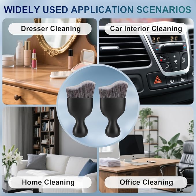 2 PCS Car Interior Detailing Brush, Auto Car Dusting Brushes, Soft Bristles Duster Removal Cleaning Tool for Dashboard Interior, Exterior, Skylight, Leather, Dust Brush, Dark Gray