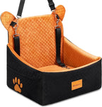Dog car Seats for Small/Medium Dogs up to 33lbs- Washable, Waterproof, Dog Booster & car Seats with 2 Easy-Install Safety Belts, Non-Slip Base & Storage Pocket(Brown Black).