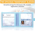 Car Registration and Insurance Holder, Sun Visor Organizer | Durable 300D 5.5"X5.3" Document Holder with Secure Elastic Strap, Fits Auto Insurance Papers, Cards, License & Receipts