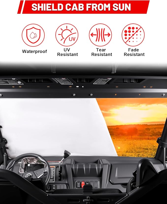 UTV Windshield Snow Cover Compatible with Cfmoto Uforce 1000/1000 XL 2019-2025 and U10 Pro, Waterproof Transport Windshield Protector for Ice and Snow (White)