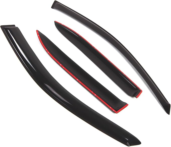 Outside Mount Window Vent Visors Rain Guards Compatible with Toyota Corolla Sedan 1993-1997 | Side Window Wind Deflectors Rain Shields | Black Tinted, 4 Pcs Set, BGWV-424