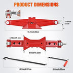 Scissor Jack for Car 1.5 Ton (3307 lbs), Heavy Duty Steel Scissor Lift Jack Car Kit with Crank Handle for Sedan SUV MPV Tire Changing, 3.18''-13.6'' Lifting Range Portable Small Jack, Red