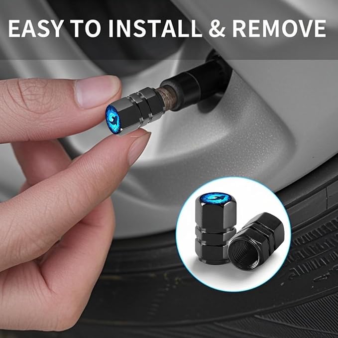 4Pack Killer Whale Tire Valve Caps Universal Tire Air Cap Valves Stem Cover | Aluminum Alloy Rust-Proof Valve Stem Caps, for Auto SUV Truck Motorcycle Bicycle, Killer Whale Gifts for Women Men Drivers