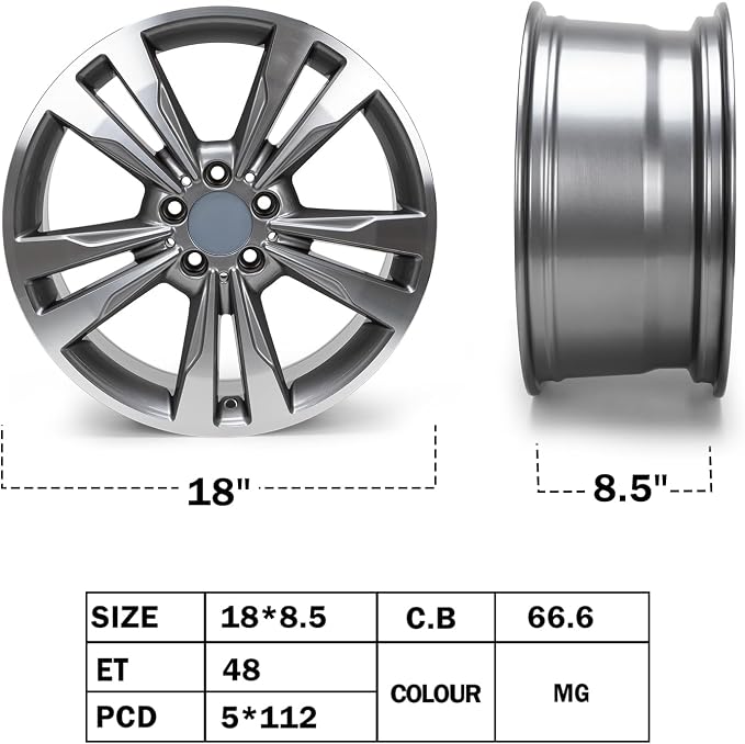 New 18x8.5" 18 Inch Premium Aluminum Alloy Wheel Rim Compatible with Mercedes-Benz C300 C350 2015-2018, Rear Wheel Replacement, OE Direct Fit Replacement Rim