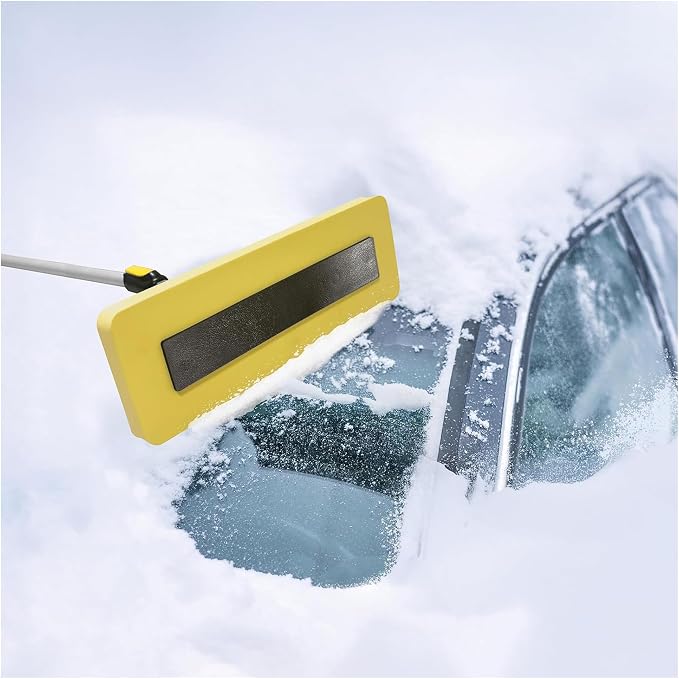 2-in-1 Telescoping Snow Broom and Ice Scraper with 18-Inch Non-Scratch Foam Head - Car Cleaning Tool with Long Extendable Handle for Windshield, Roof, Truck, and SUV, SJBLZD-PRX