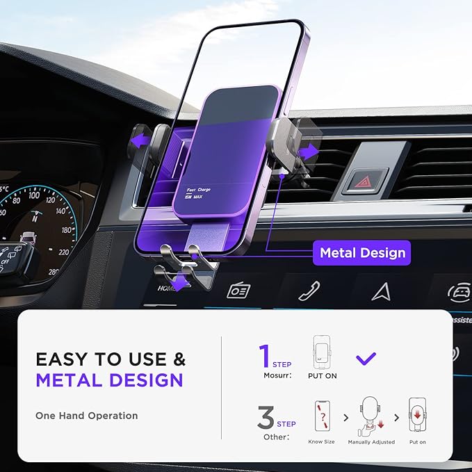 Wireless Car Charger,【7 Colored RGB Backlit】 15W Auto Clamping Phone Holders for Your car fit for iPhone 16 15 14 Mini Pro Max, Samsung Galaxy S25 Ultra S24 S23+, etc, Fathers Day for Gifts