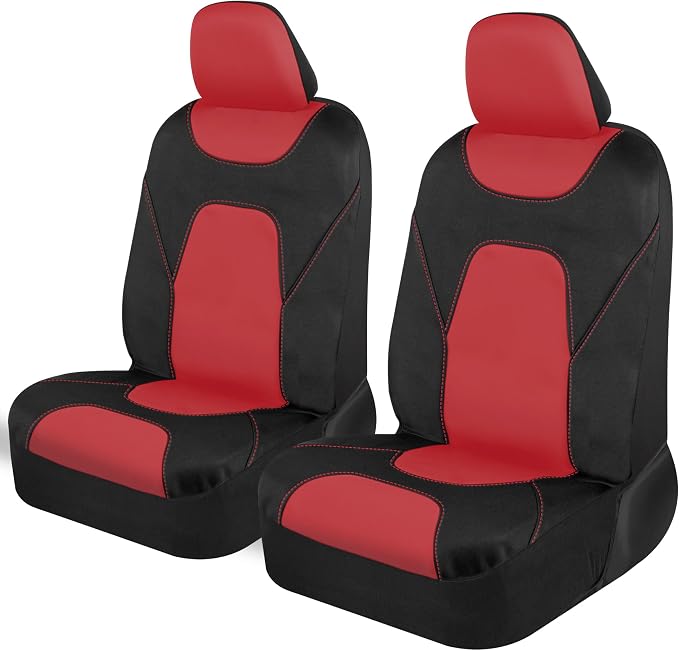 AquaShield Waterproof Front Seat Covers, Red Seat Covers for Cars – Neoprene Front Car Seats Cover, SUV Seat Covers Protector - Car Interior Cover for Auto, Trucks, & Dog Owners