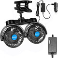 12V Car Clip Fans, Adjustable Dual Head Clip Fan 360° Rotatable Cooling Air Fan, 4'' Electric Auto Car Fans with Cigarette Lighter Plug for Vehicles, RV, SUV
