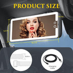Car Sun Visor Vanity Mirror with Lights, Rechargeable LED Car Visor Makeup Mirror with 3 Color Dimmable Lights - Universal Accessories for Cars, SUVs, Trucks (White)