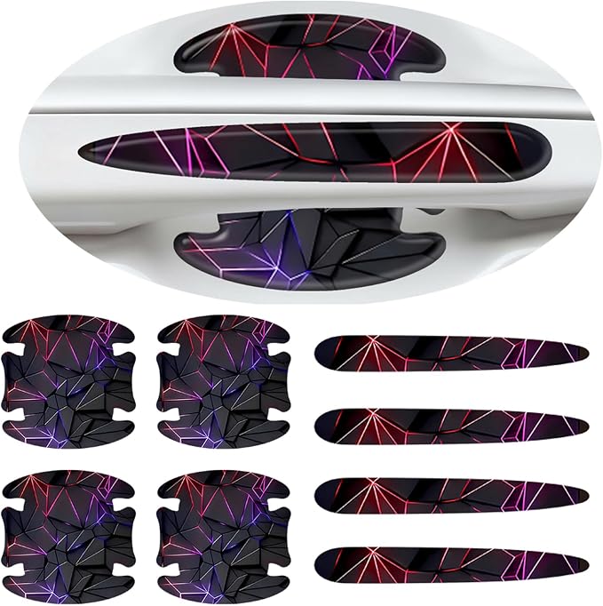 3D Texture Car Door Handle Protector ，Anti-Scratch Waterproof Paint Protection Film, Car Door Bowl Guard Sticker，Universal Vehicle Exterior Decoration Accessories (Red - B)