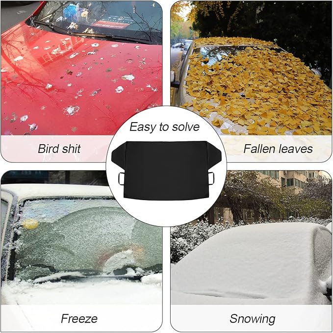 Car Magnetic Windshield Snow Cover for Ice, All Weather Application Windshield Cover, Snow and Wiper Protector for Most Cars, SUVs, Vans, Winter Car Front Window Accessories